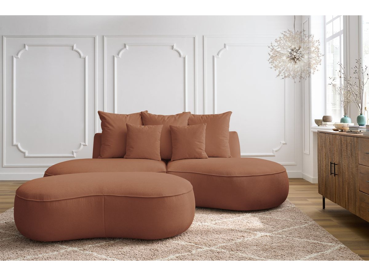 Bobochic Saint-germain Sofa 5-Sitzer mit Pouf Strukturstoff Orange
