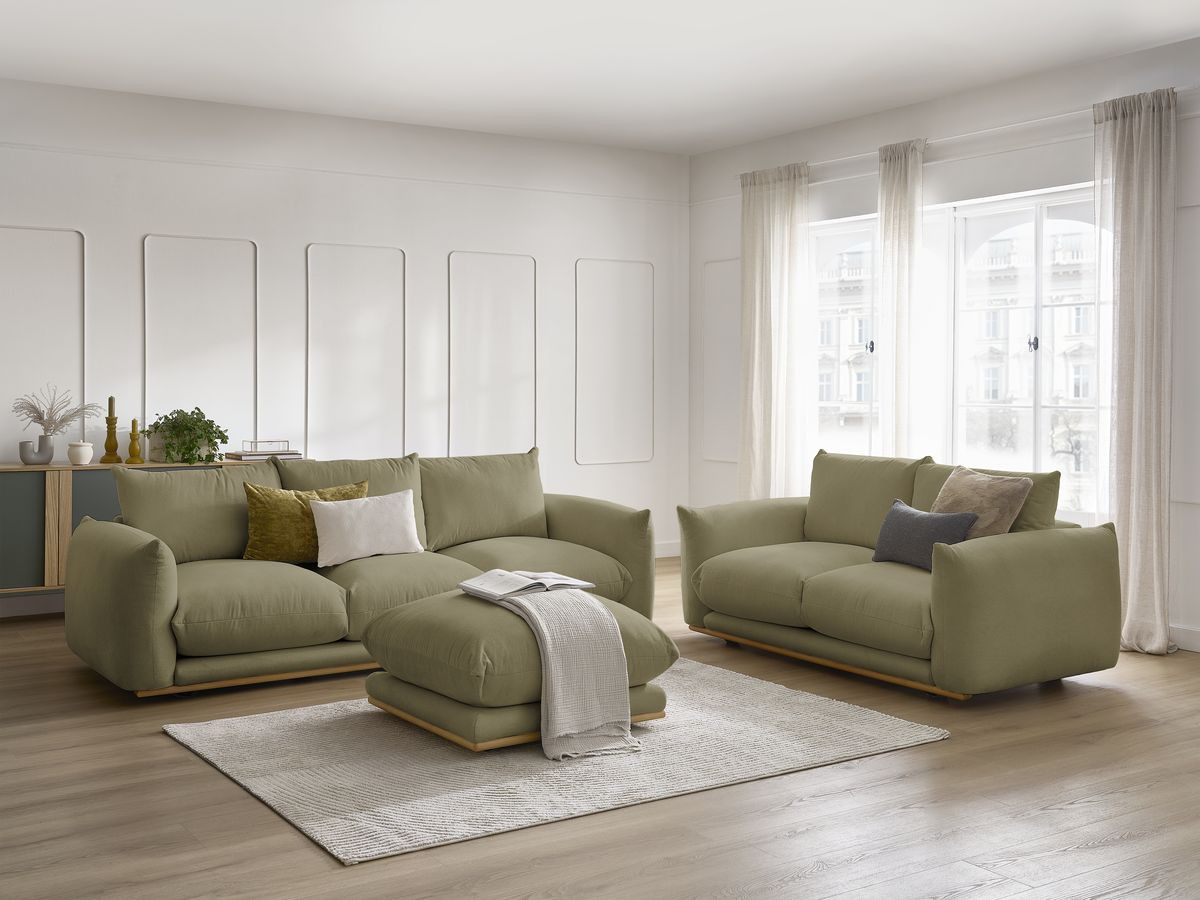Bobochic Ernest Sofa 6-Sitzer mit Pouf Stoff Grün