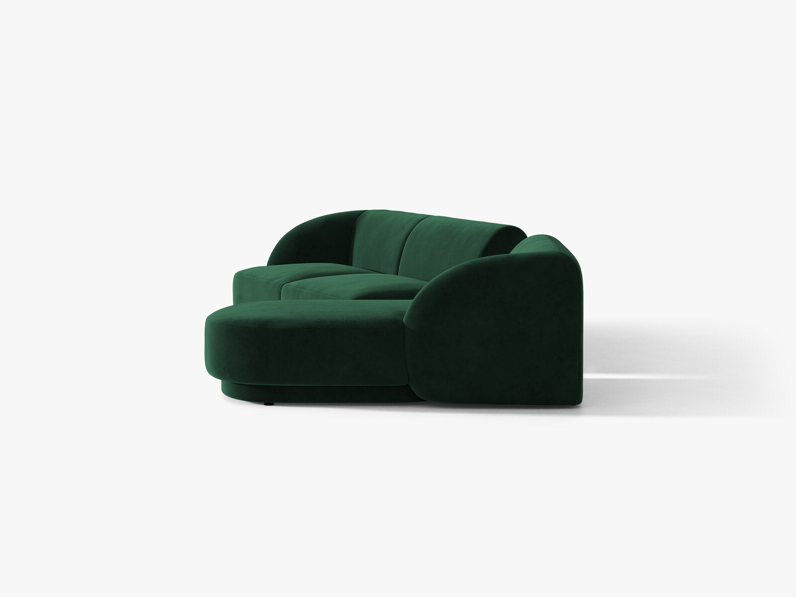 Micadoni Modulares Sofa Miley mit Recamiere 3-Sitzer Rechts Samt Bluvel Flaschengrün