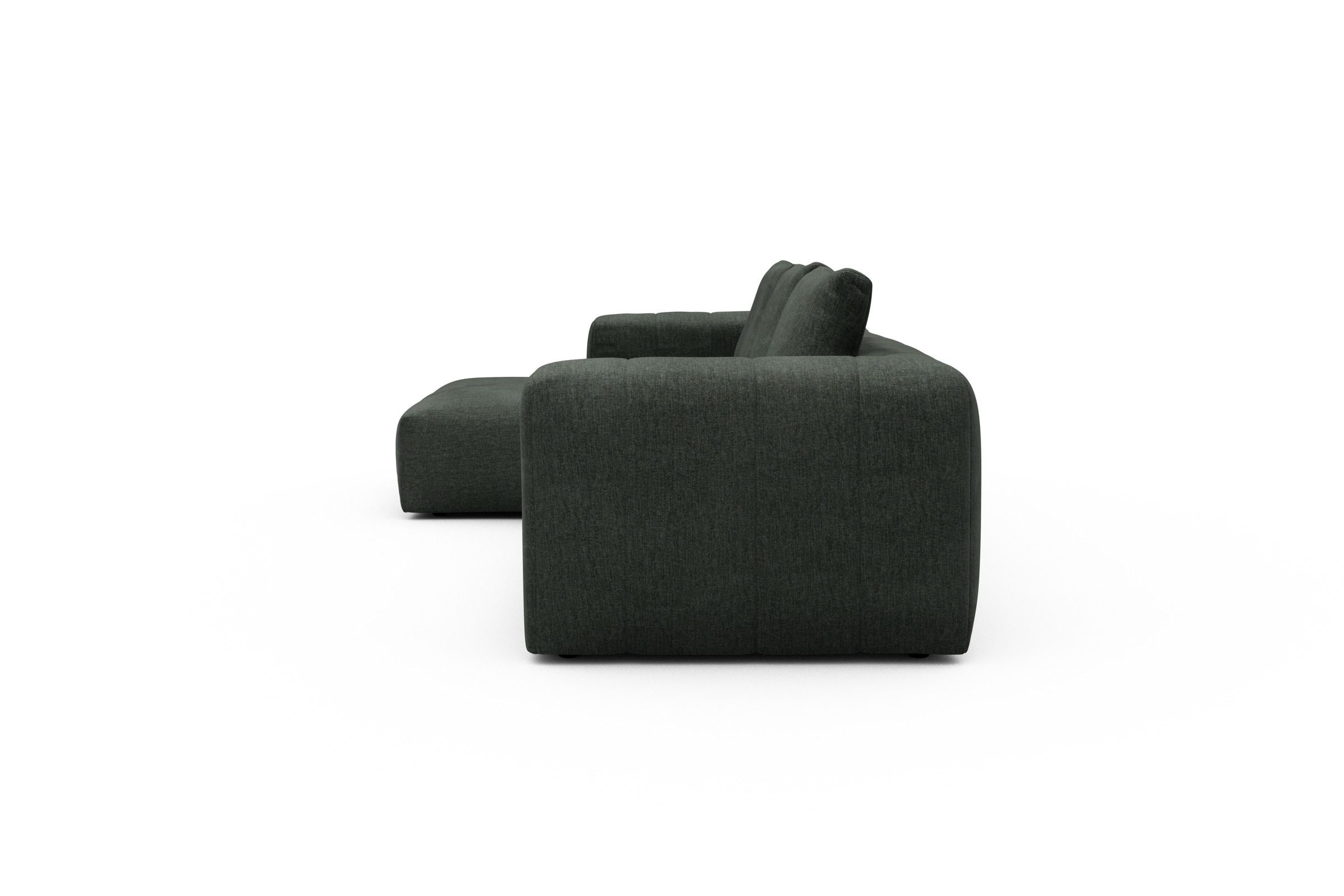 Ecksofa Hugo 2,5-Sitzer Armlehne rechts mit Chaiselongue Aivi-Pine-Green