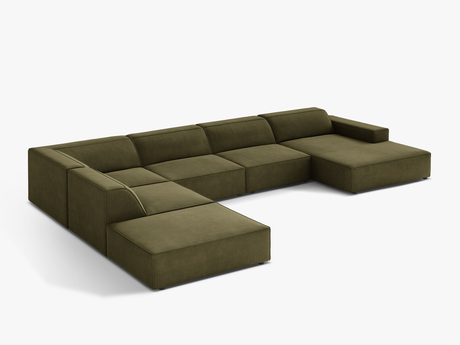 Micadoni Panorama-Ecksofa Jodie 7-Sitzer Links Samt Bluvel Grün