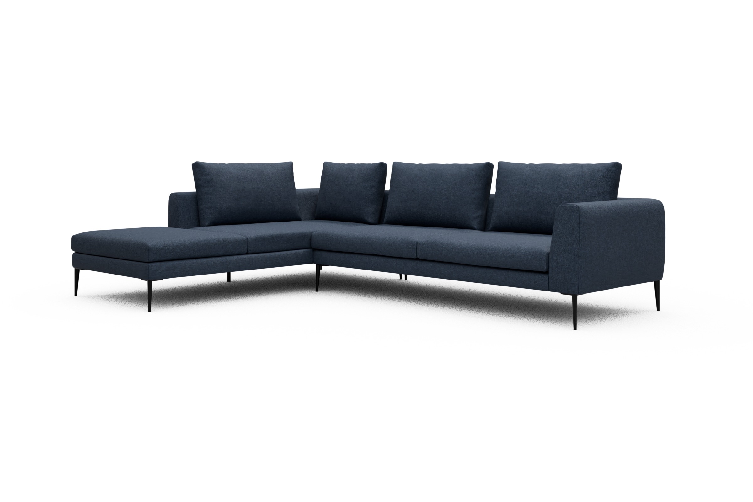 Ecksofa Paul Relax-Ecke rechts mit 3-Sitzer Sama-Deep-Blue