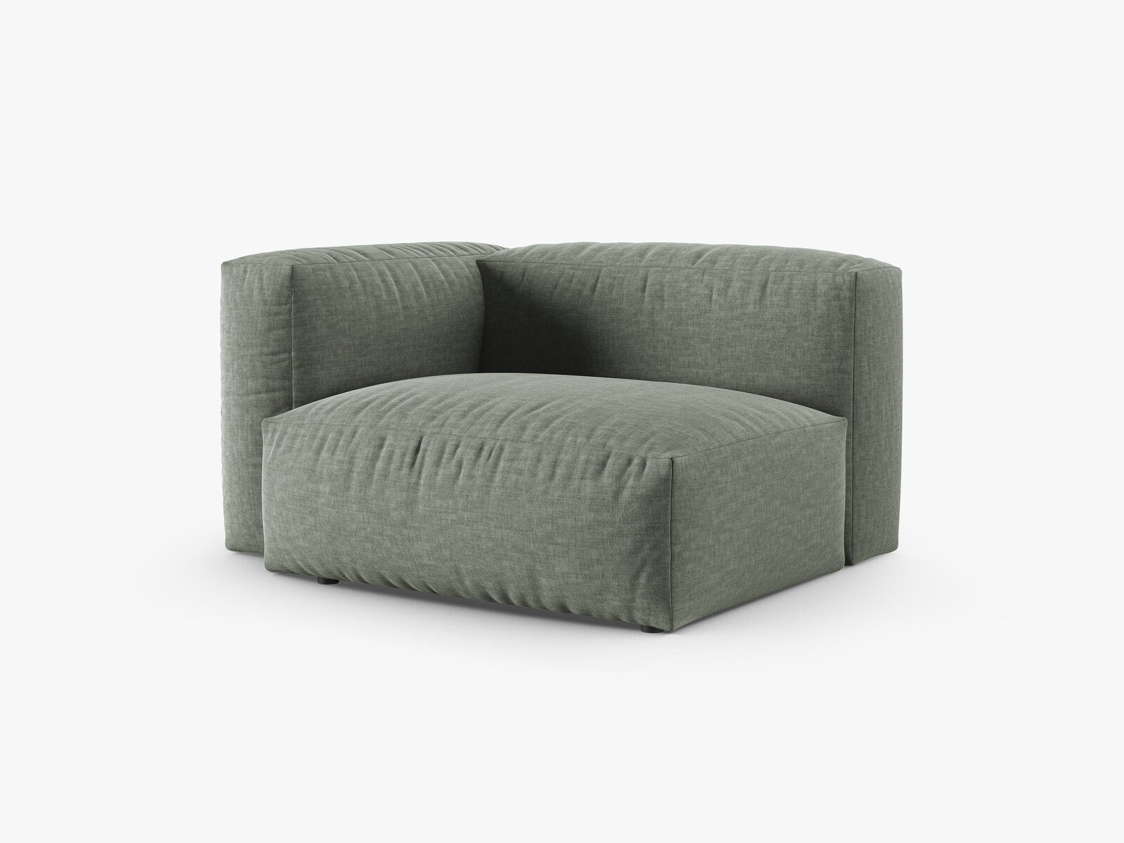 Micadoni Eckmodul mit Armlehne Martina 1-Sitzer 90cm Sitztiefe Links Strukturierter Stoff Boston Moßgrün