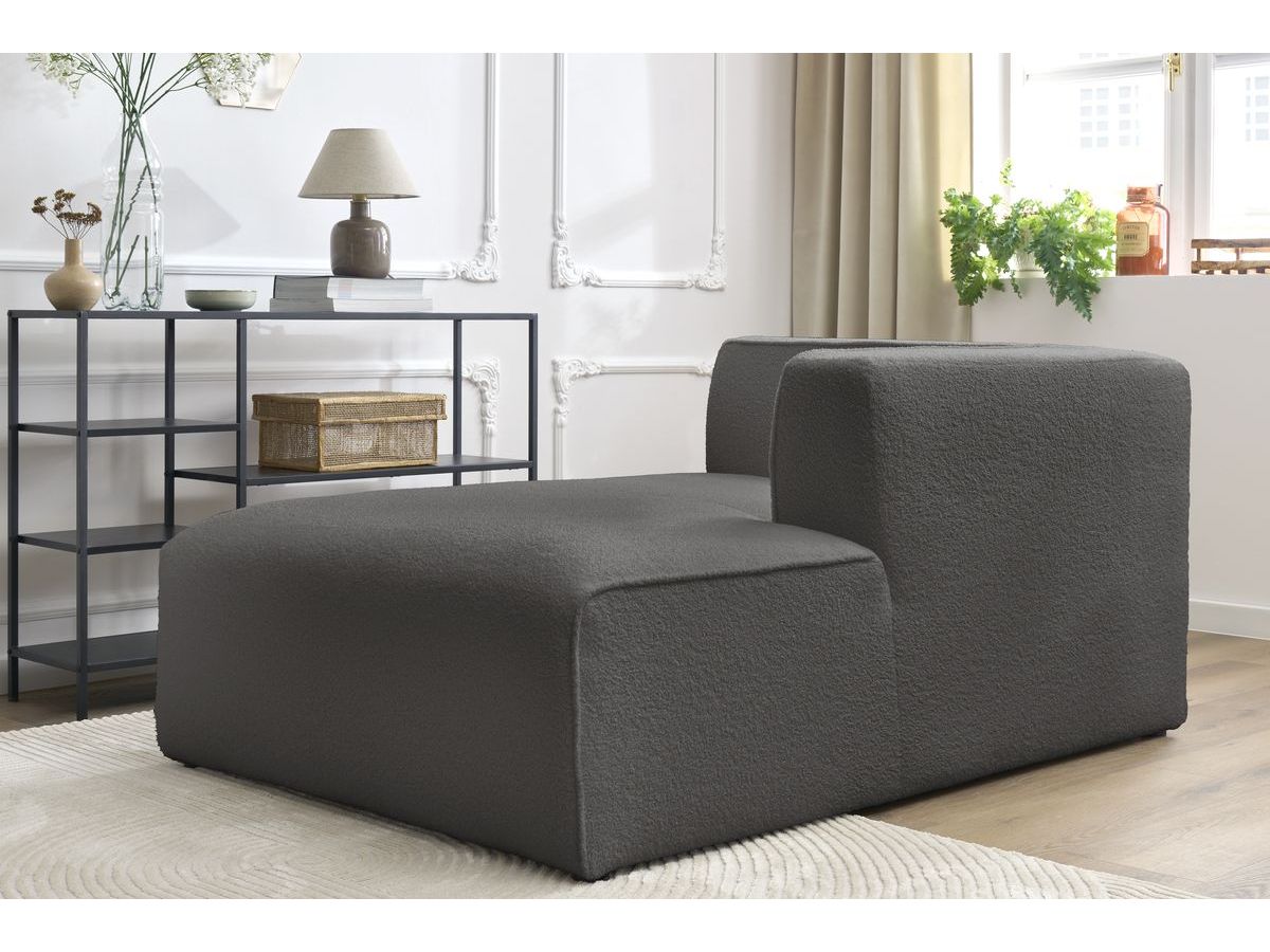 Bobochic Megeve Méridienne-Modul Bouclé-Stoff Dunkelgrau Ecke rechts