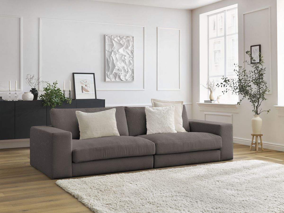 Bobochic Leonard Sofa 3-Sitzer 274 × 109 cm Strukturstoff Braun