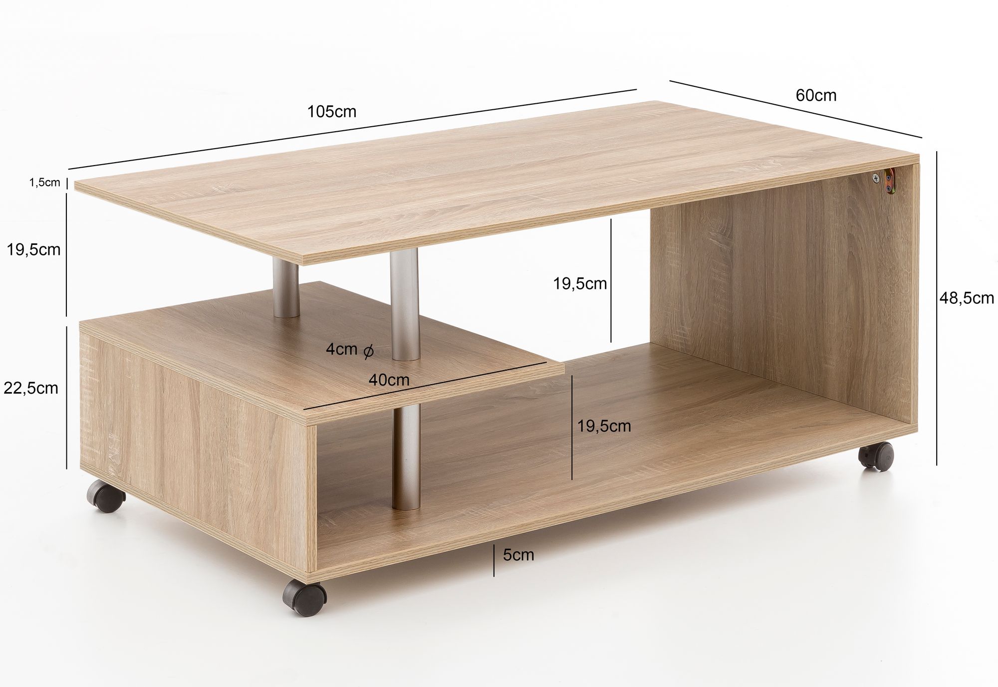Couchtisch Hjortshoj Sonoma 105 × 60 × 48,5 cm