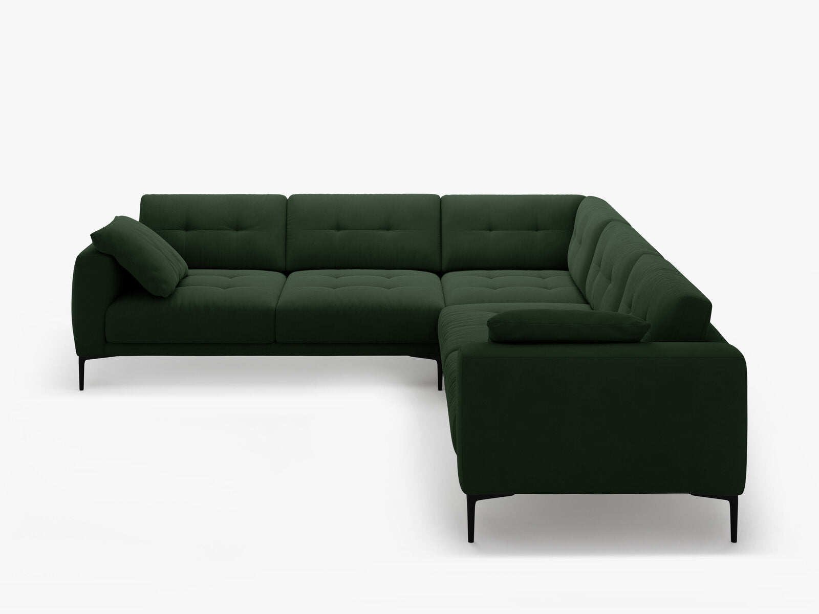 Micadoni Ecksofa Bemy 5-Sitzer Samt Flaschengrün