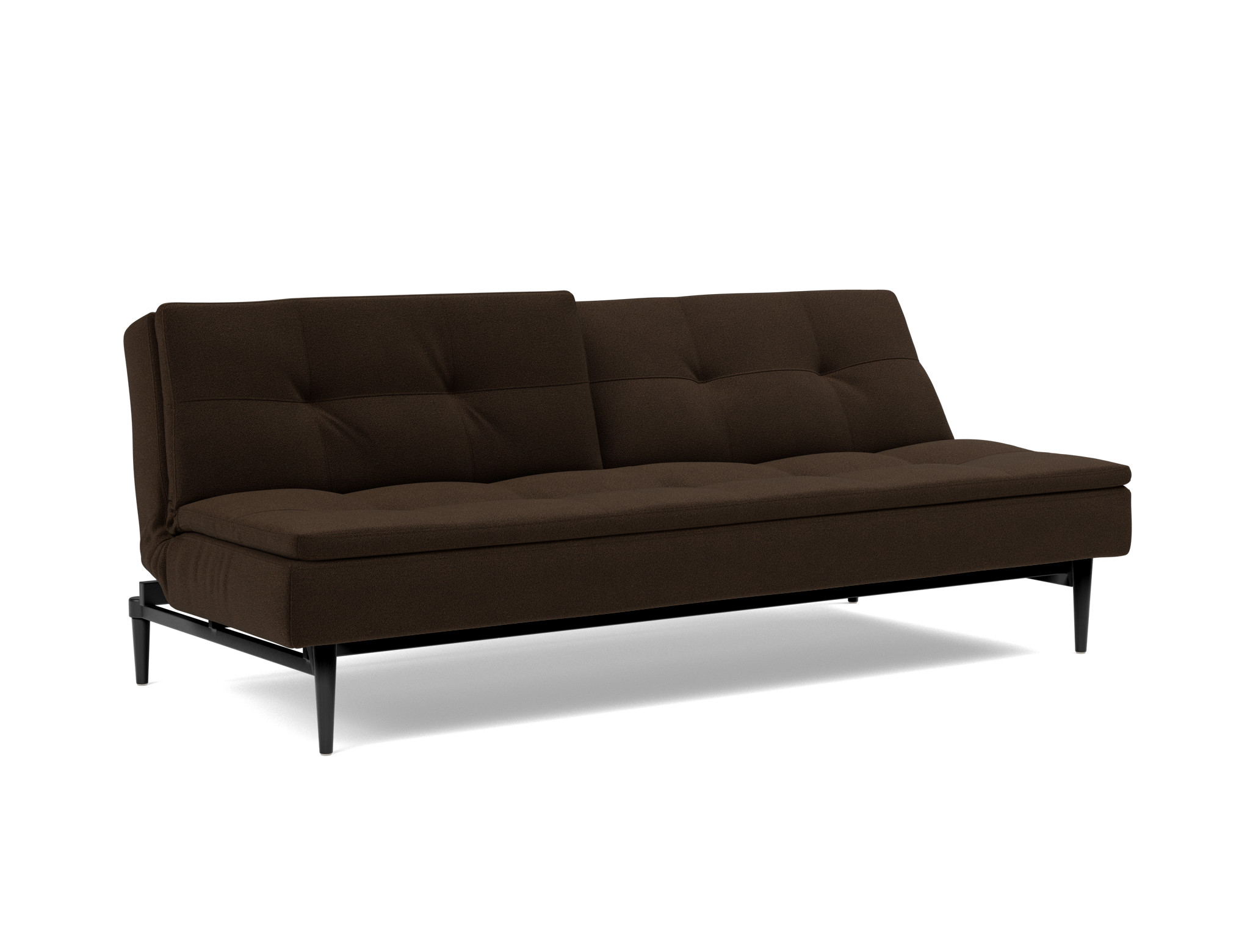 Schlafsofa Dublexo Strukturierter Stoff Taura 358-Chocco Beine Styletto Eiche schwarz
