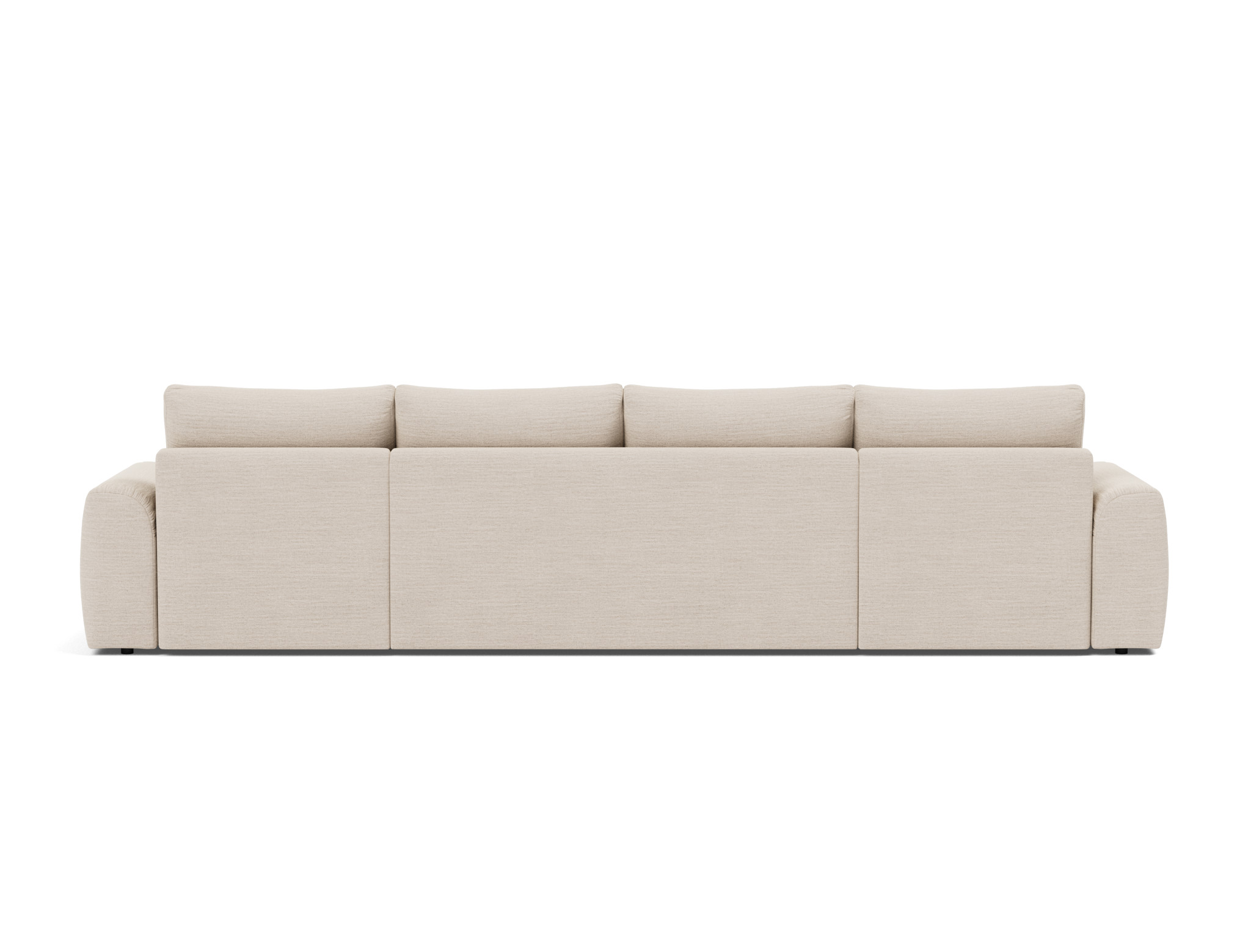 Schlafsofa Norum U-Form mit Chunky-Armlehnen Webstoff Blida 612-Sand-Grey