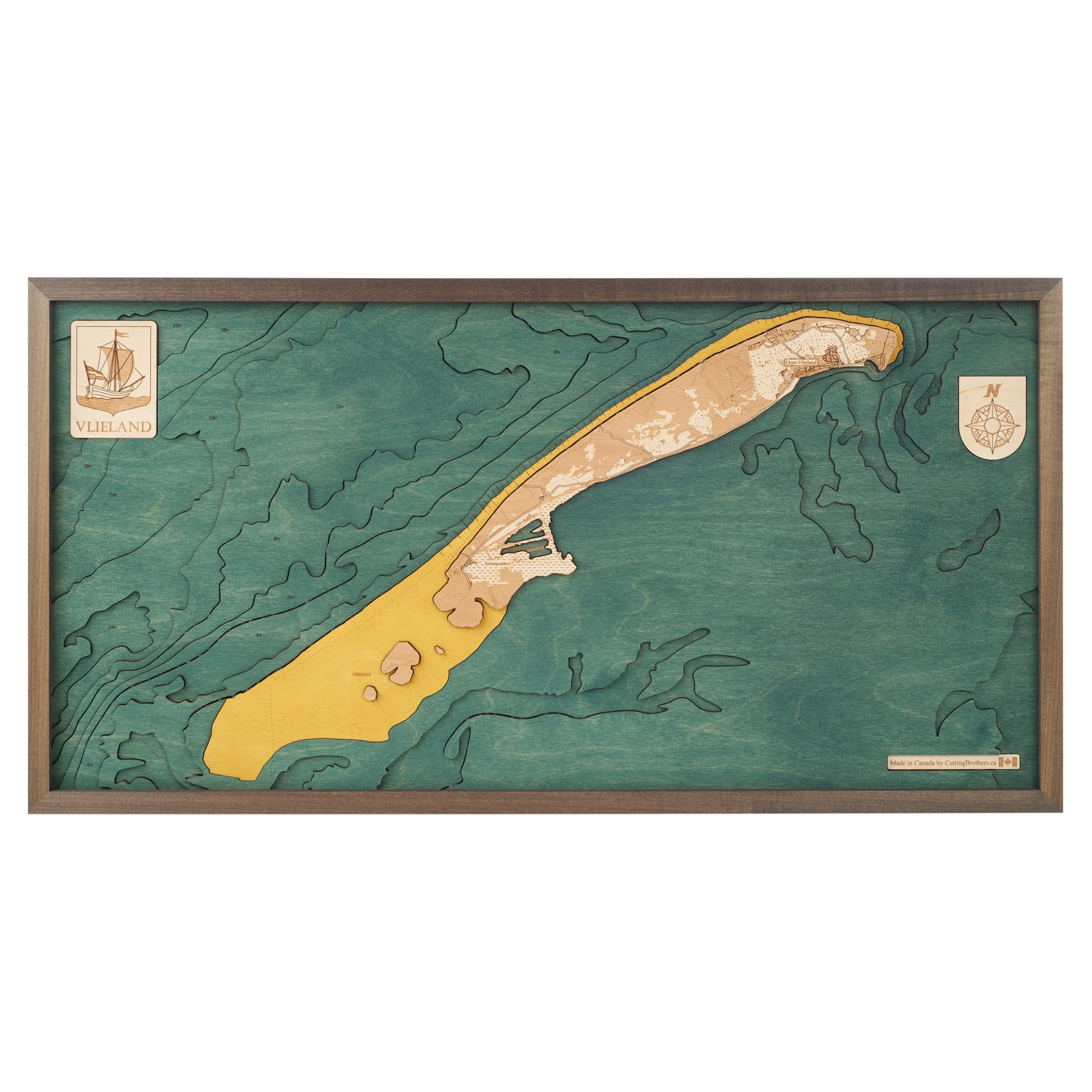 Cutting Brothers 3D Holz-Wandkarte Vlieland 81 x 40.5 moebelfaktor