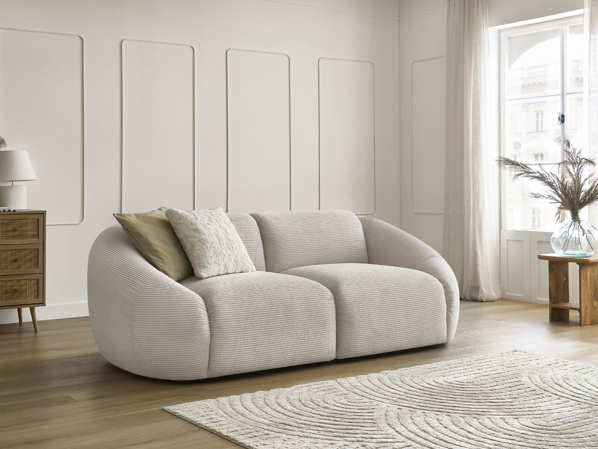 Bobochic Tina Sofa 2-Sitzer Cordsamt Beige