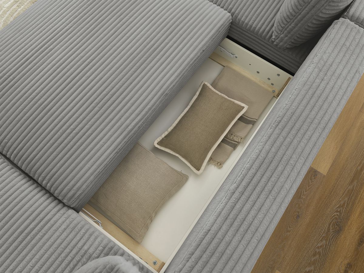 Bobochic Lucien Wohnlandschaft Breitcord weich Dunkelgrau Ecke rechts