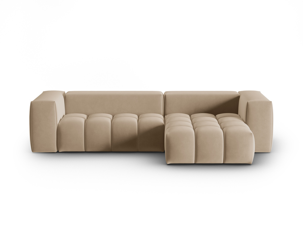 Cosmopolitan Design Ecksofa Verona 3-Sitzer Samt Casino Mandelbeige Rechts