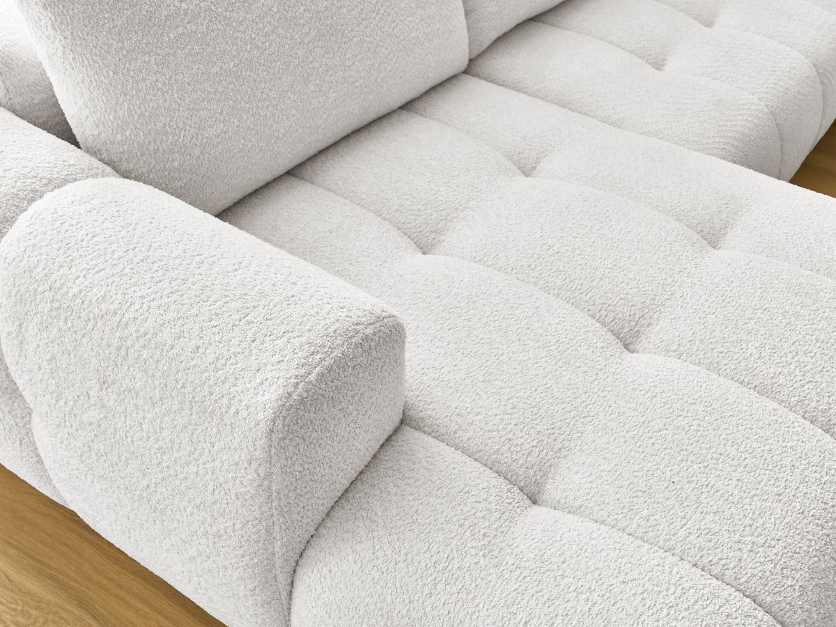 Bobochic Fuji Wohnlandschaft mit Pouf Bouclé-Stoff Weiß Ecke rechts