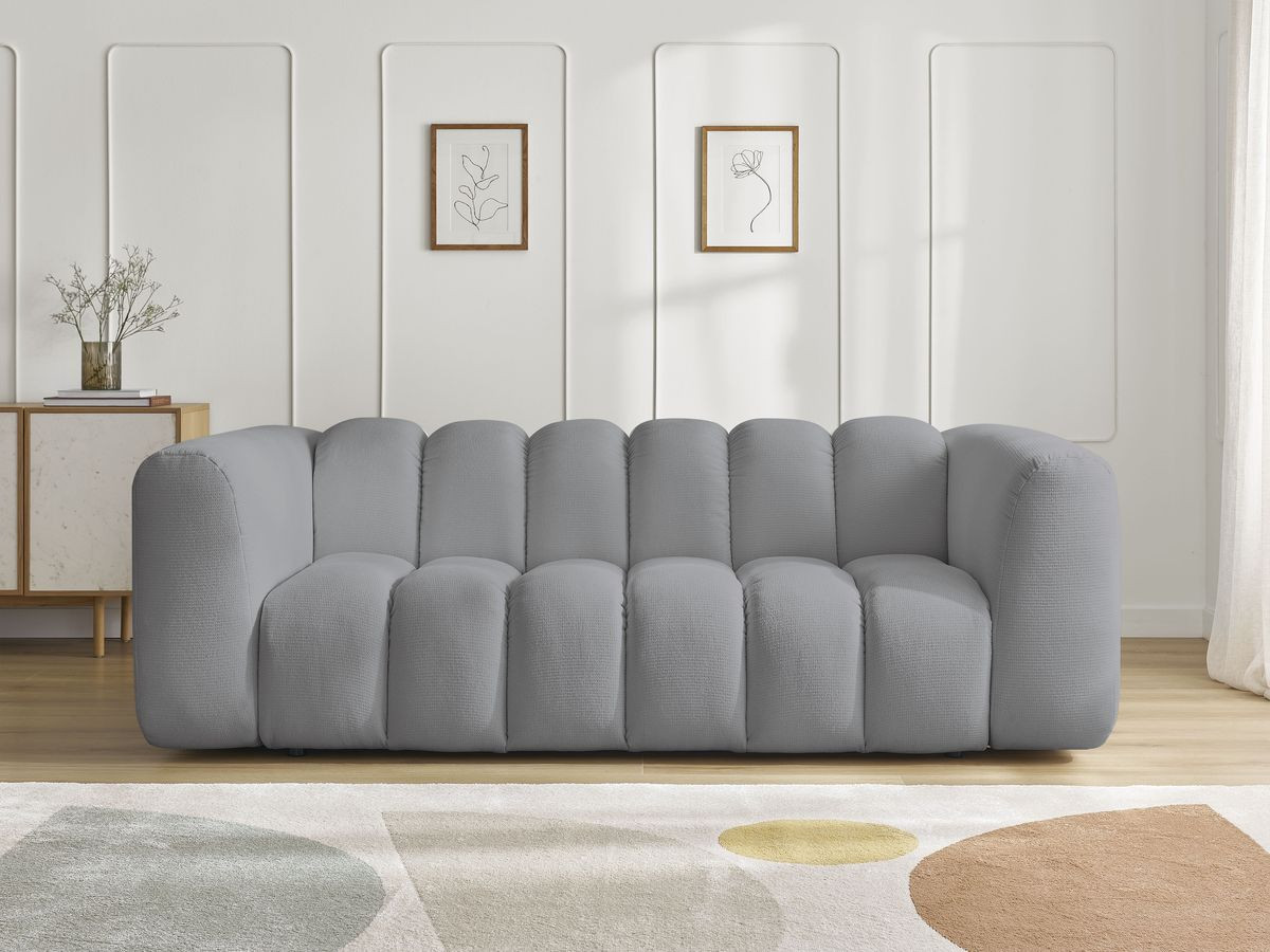 Bobochic Talia Sofa 3-Sitzer Melange-Stoff Hellgrau