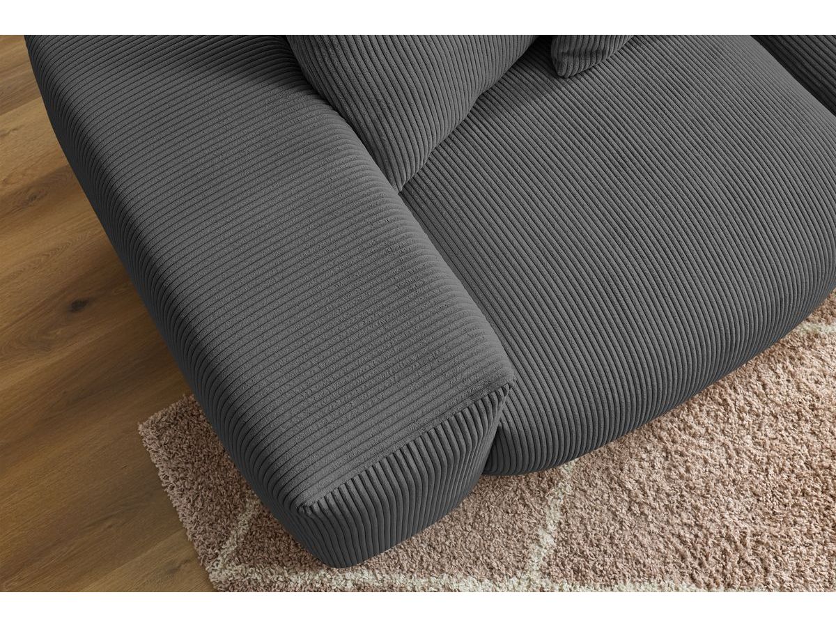 Bobochic Voltaire Sofa 3-Sitzer 248 × 100 cm Cordsamt Dunkelgrau