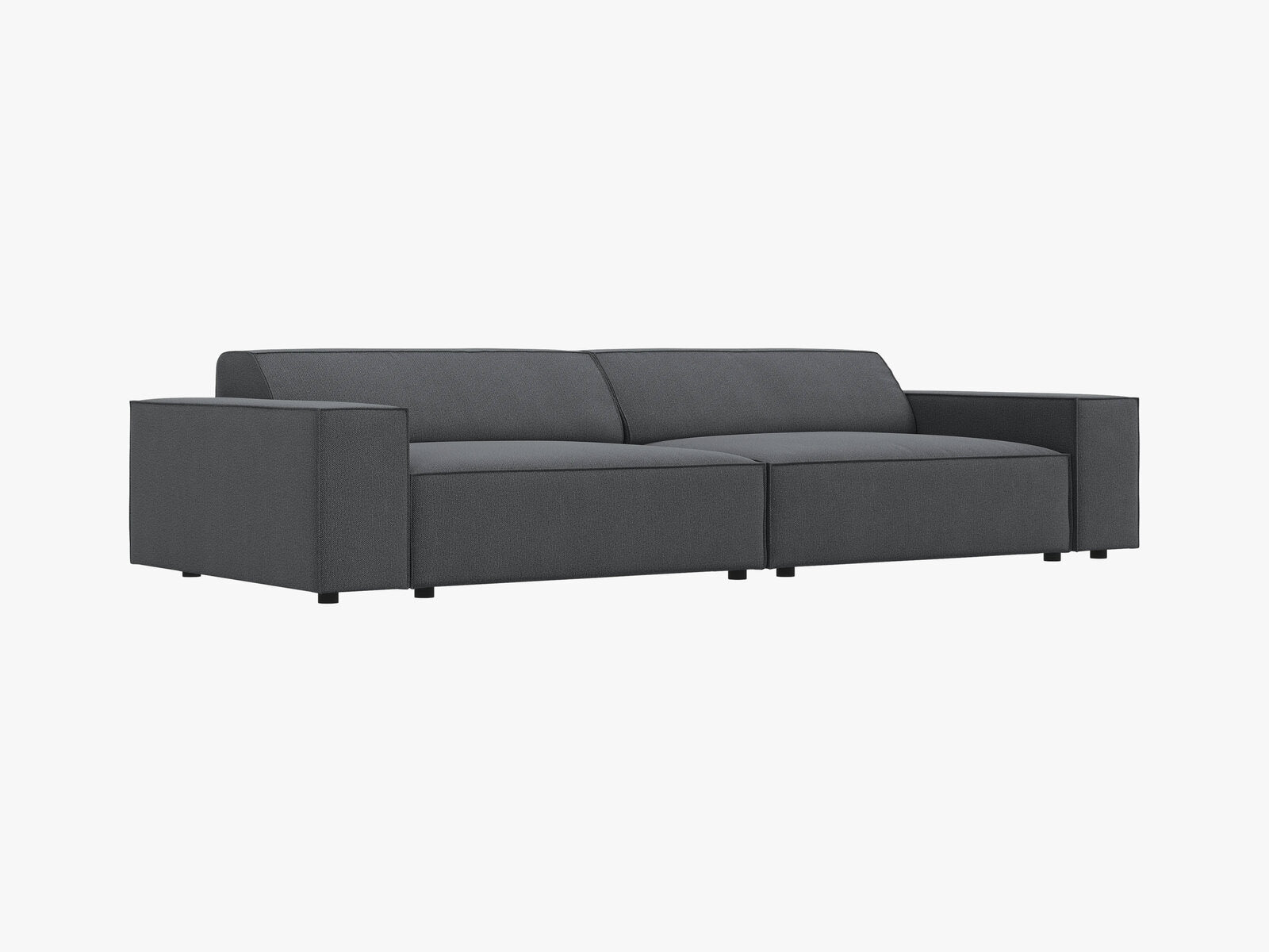 Micadoni Sofa Jodie 4-Sitzer Strukturierter Stoff Megan Dunkelgrau