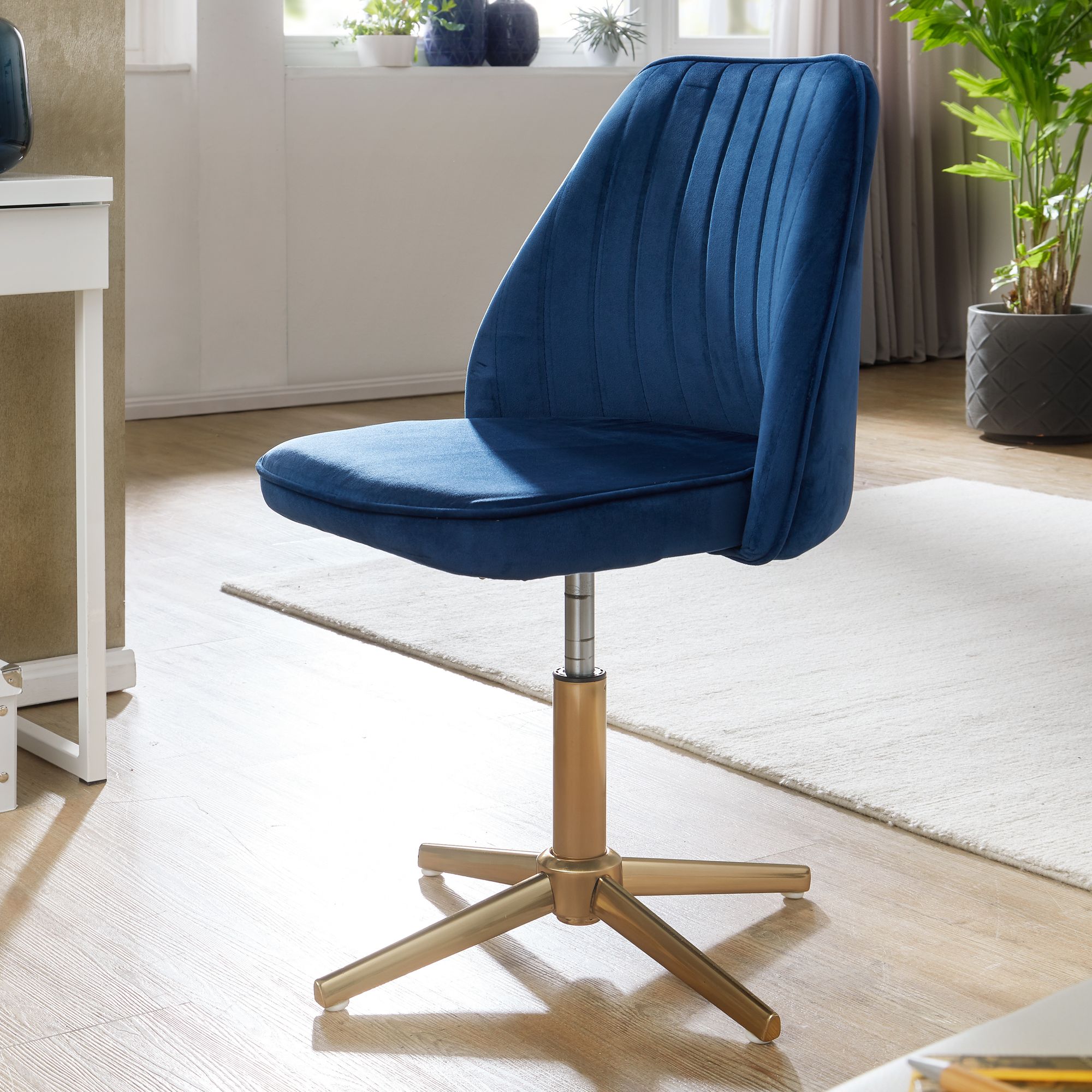 Esszimmerstuhl Oravik Samt Blau