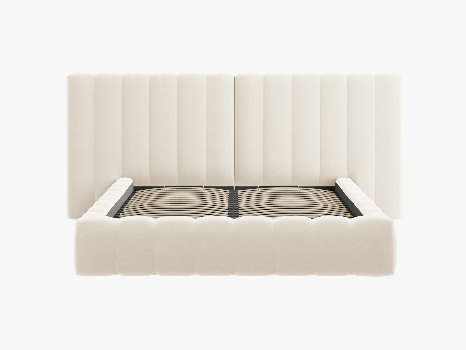 Micadoni Bett Kelp mit Doppelkopfteil Samt Bluvel Helles Beige