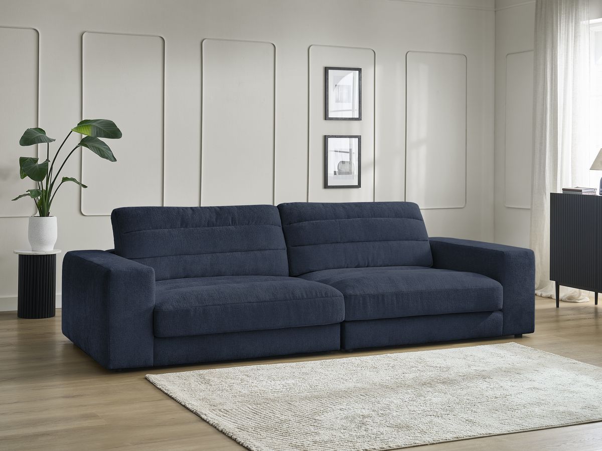 Bobochic Sierra Sofa 3-Sitzer Strukturstoff Dunkelblau