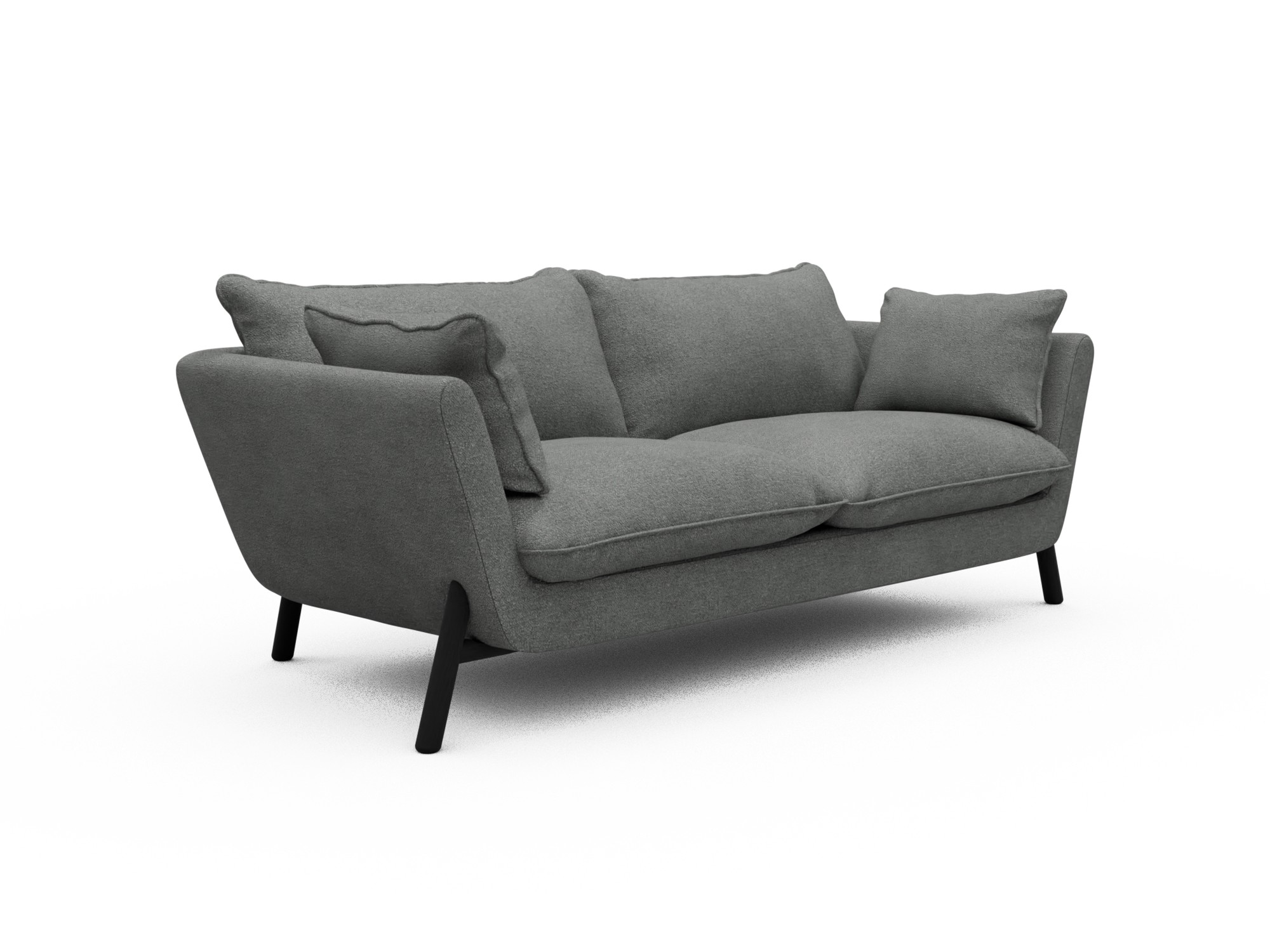 Skandi Home Sofa Emil Soft 2-Sitzer Beinfarbe Eiche Schwarz Boucle-Ash-Grey moebelfaktor