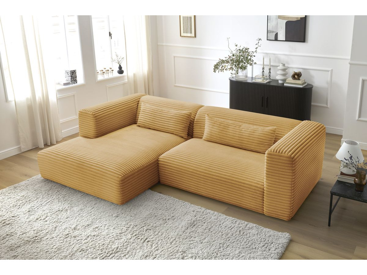 Bobochic Harry Ecksofa Breitcord weich Gelb Ecke links