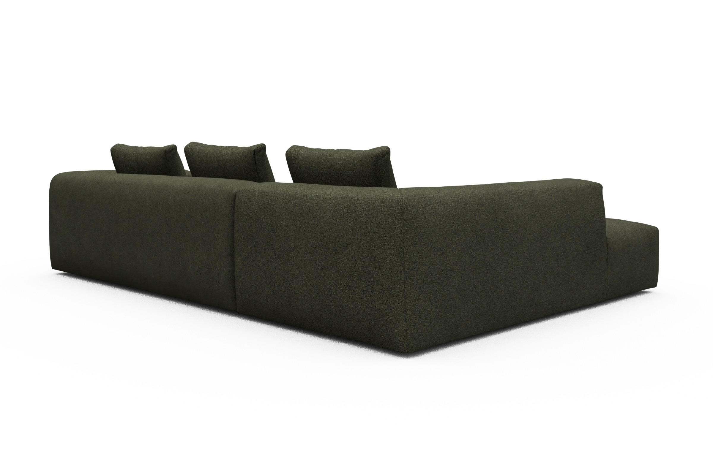 Ecksofa Fred Relax-Ecke links mit 2,5-Sitzer Boucle-Forest-Green