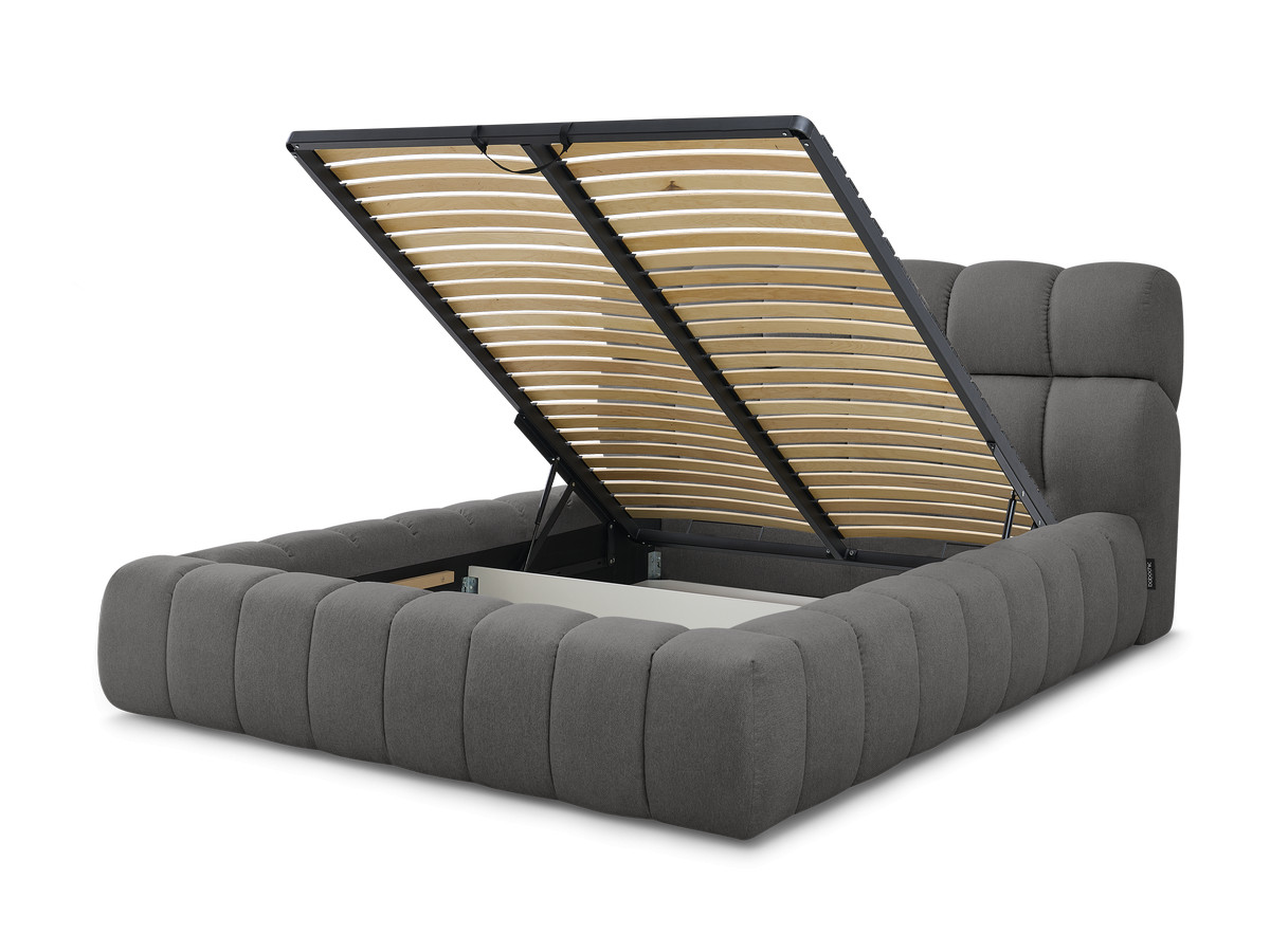 Bobochic Mont-blanc Polsterbett mit Bettkasten Stoff Dunkelgrau, Liegefläche 180 × 200 cm