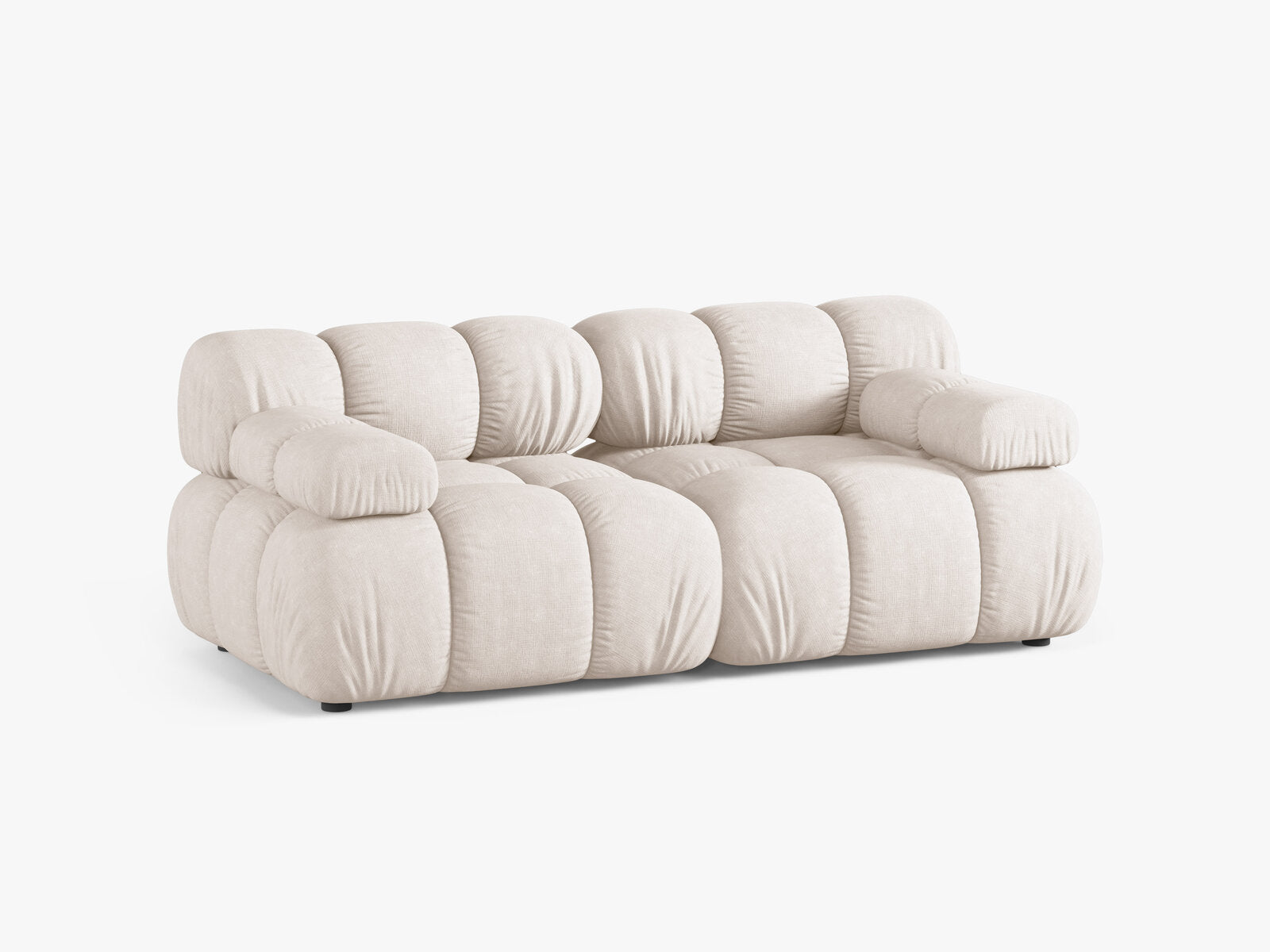 Micadoni Modulares Sofa Bellis 2-Sitzer Strukturierter Stoff Liberty Beige