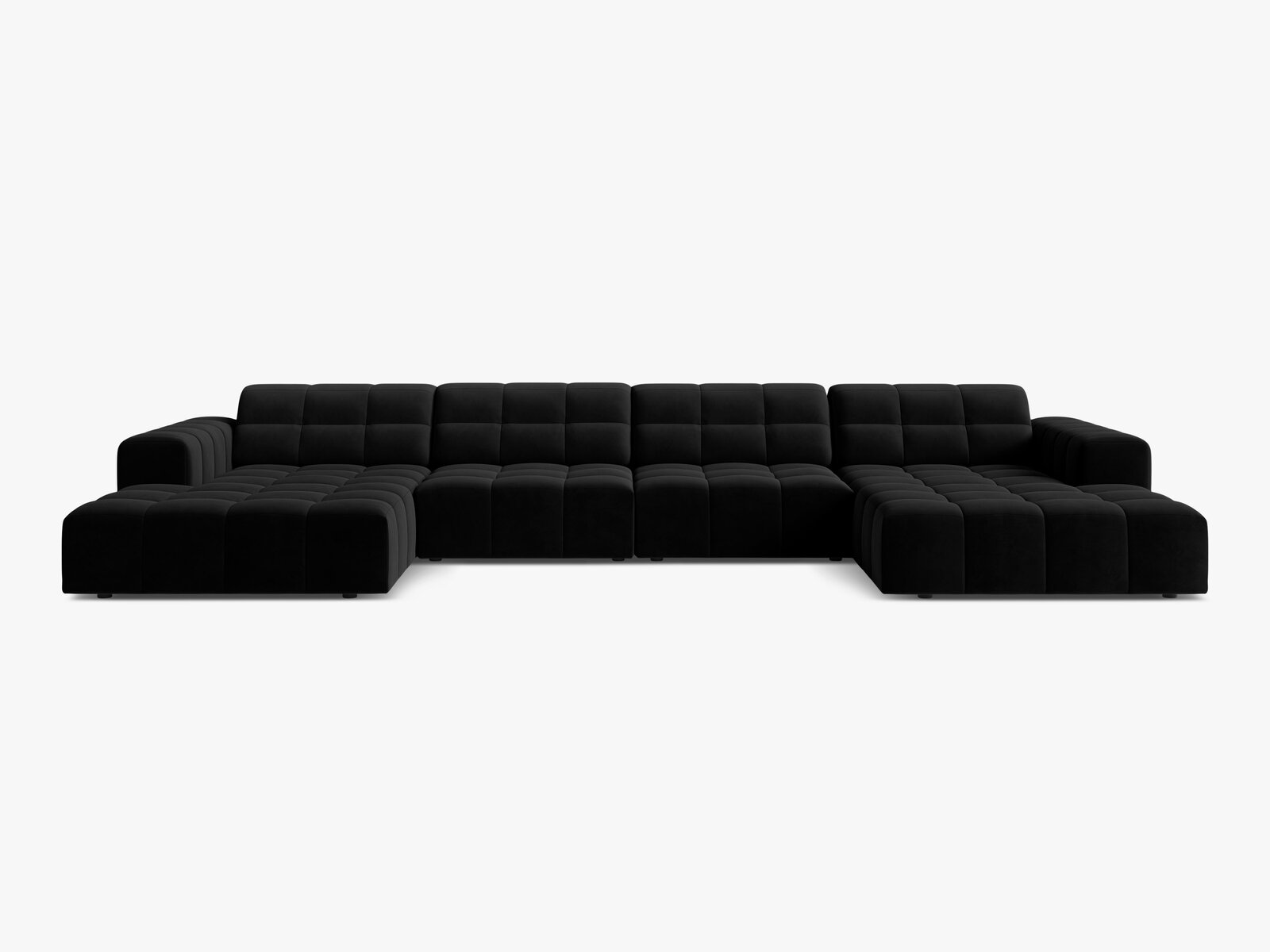 Micadoni Panorama Sofa Jennifer 6-Sitzer Samt Bluvel Schwarz