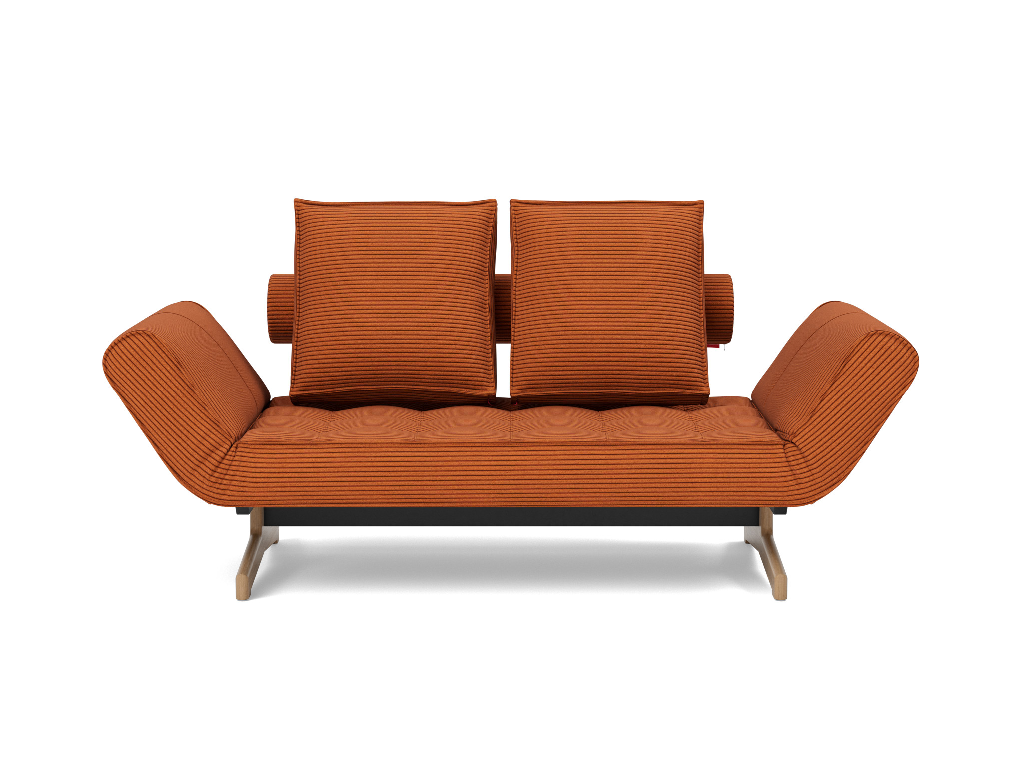 Tagesbett Ghia Kord Corduroy 595-Burnt-Orange Beine Eiche