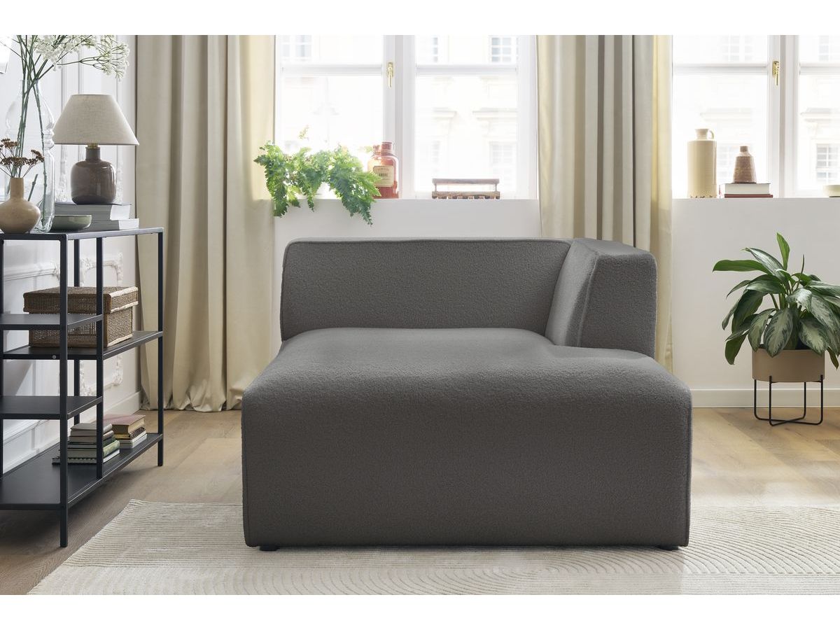 Bobochic Megeve Méridienne-Modul Bouclé-Stoff Dunkelgrau Ecke rechts