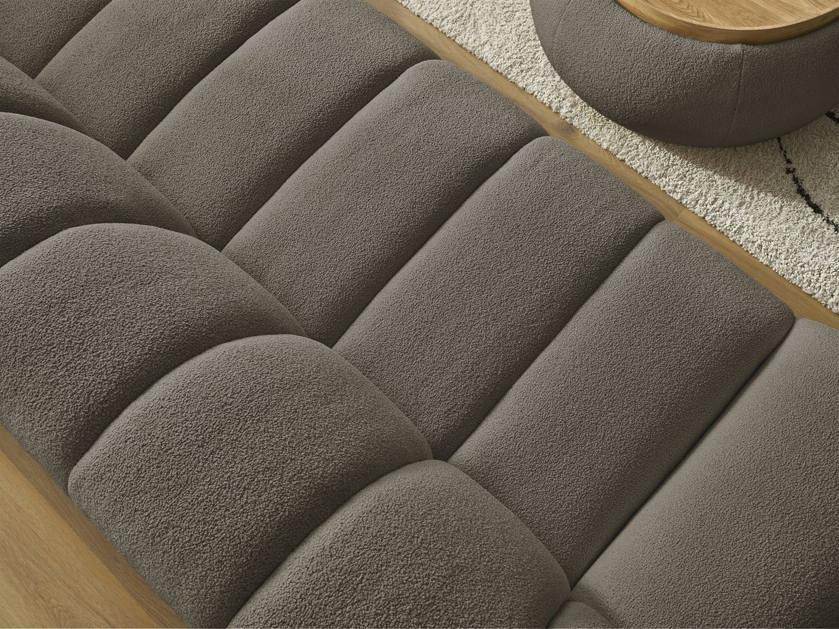 Bobochic Hayden Sofa 3-Sitzer mit Pouf 256 × 107 cm Bouclé-Stoff Braun