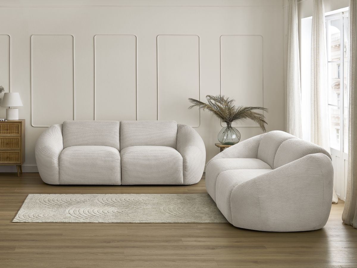 Bobochic Tina Sofa 5-Sitzer Cordsamt Beige