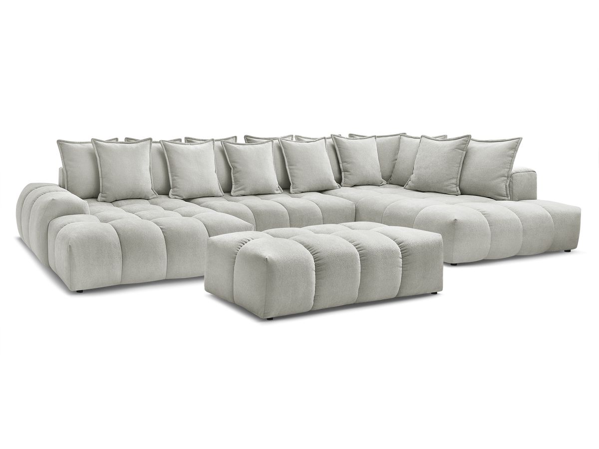 Bobochic Everest Wohnlandschaft mit Pouf, 14 Kissen Strukturstoff Hellgrau Ecke links