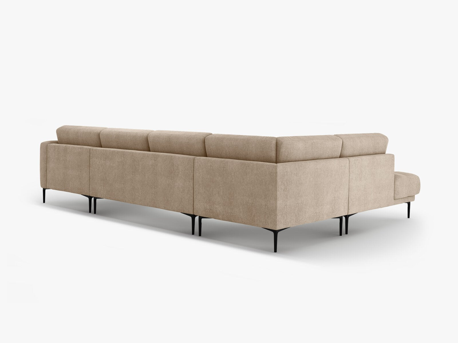 Micadoni Panorama Ecksofa Bemy 7-Sitzer Links Strukturierter Stoff Sand