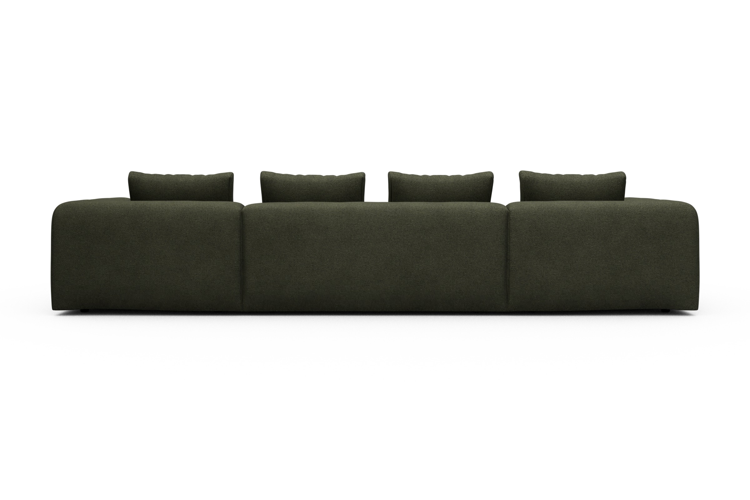 Wohnlandschaft Fred mit 2-Sitzer und Chaiselongue beidseitig Boucle-Forest-Green