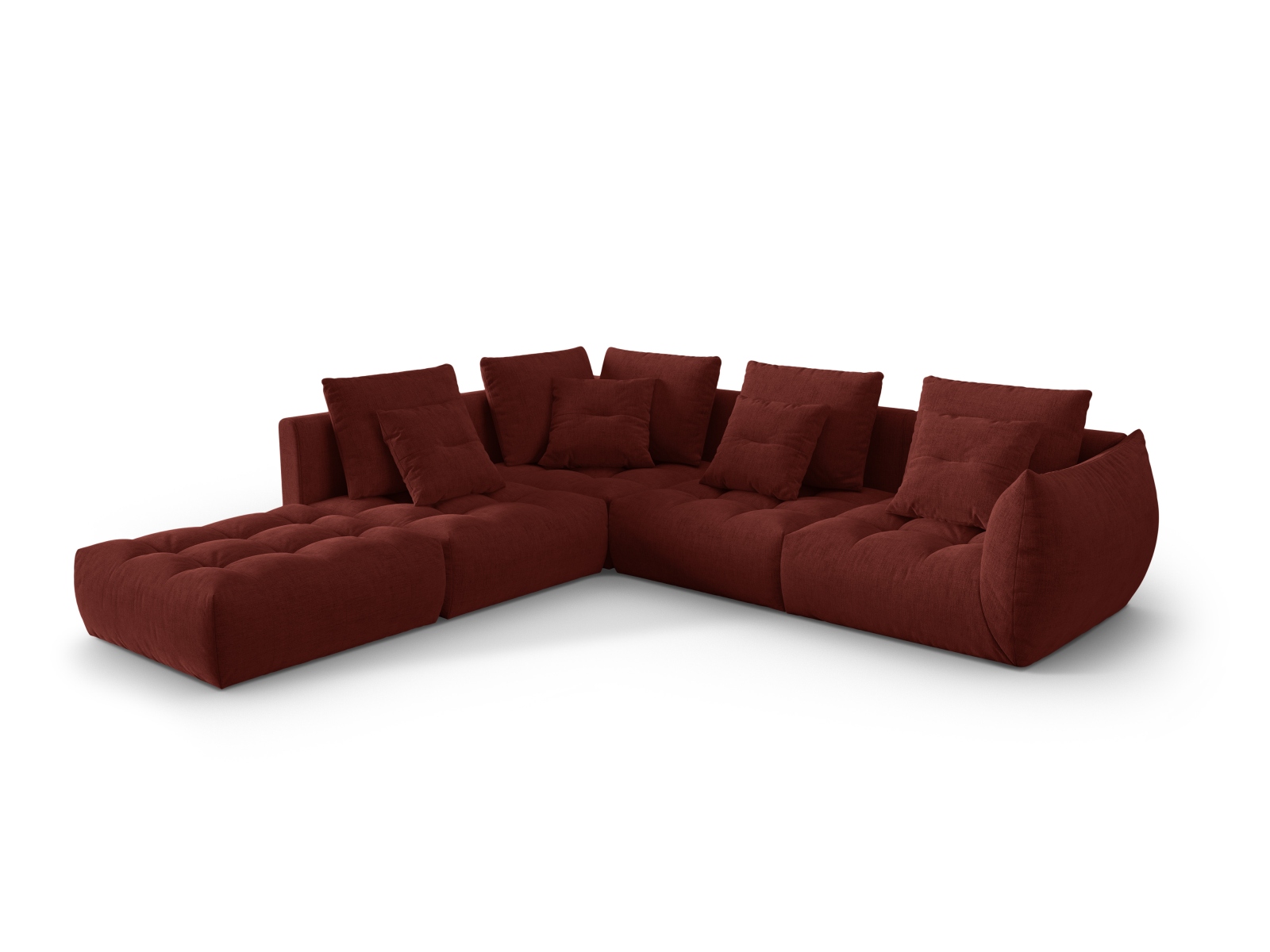 Micadoni Ecksofa Bloom 5-Sitzer Links Strukturierter Stoff Rot