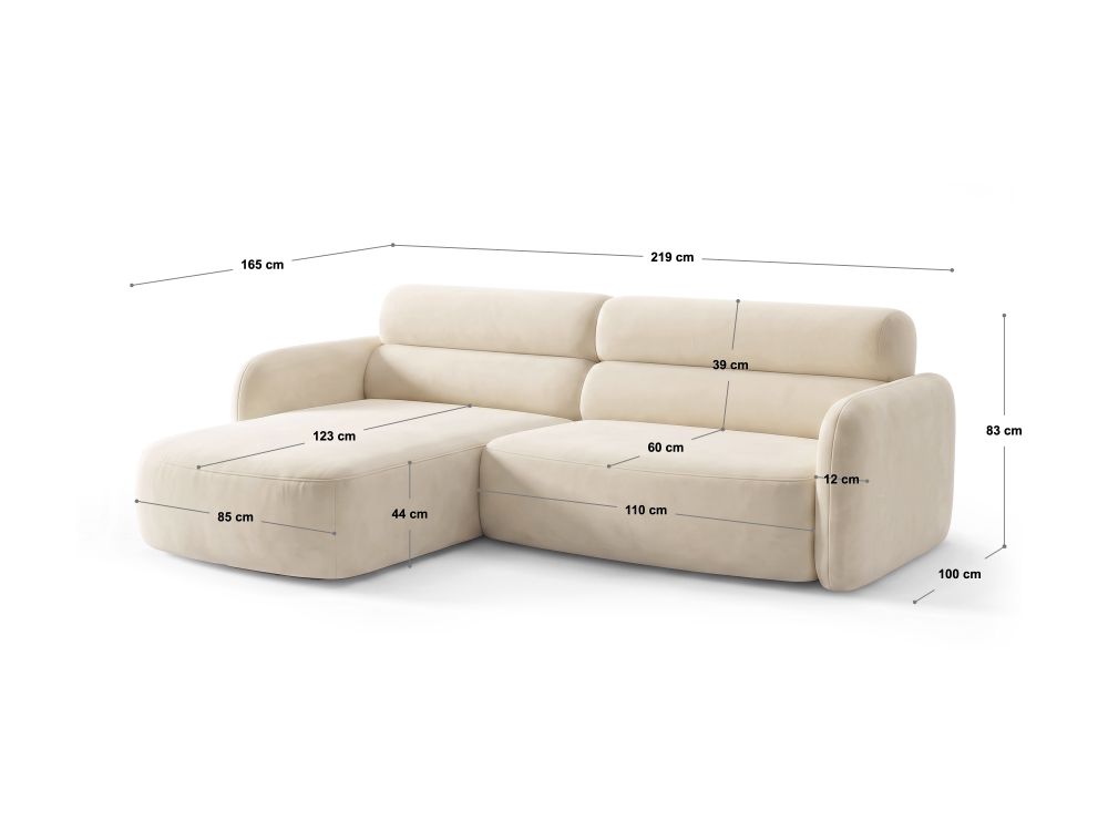 Cosmopolitan Design Ecksofa Malmo 3-Sitzer Samt Bluvel Helles Beige Links