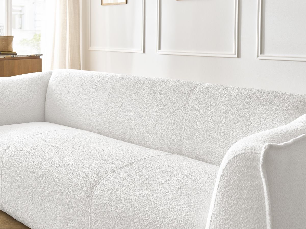 Bobochic Giorgia Sofa 3-Sitzer Bouclé-Stoff Weiß