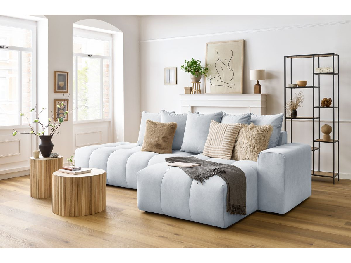 Bobochic Mont-blanc Ecksofa Samt Hellgrau Ecke rechts