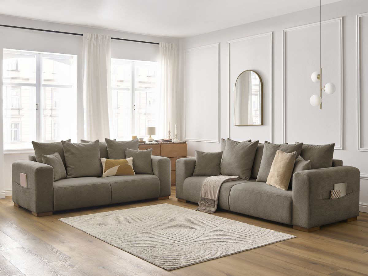Bobochic Sidonie Sofa 5-Sitzer Melange-Stoff Taupe