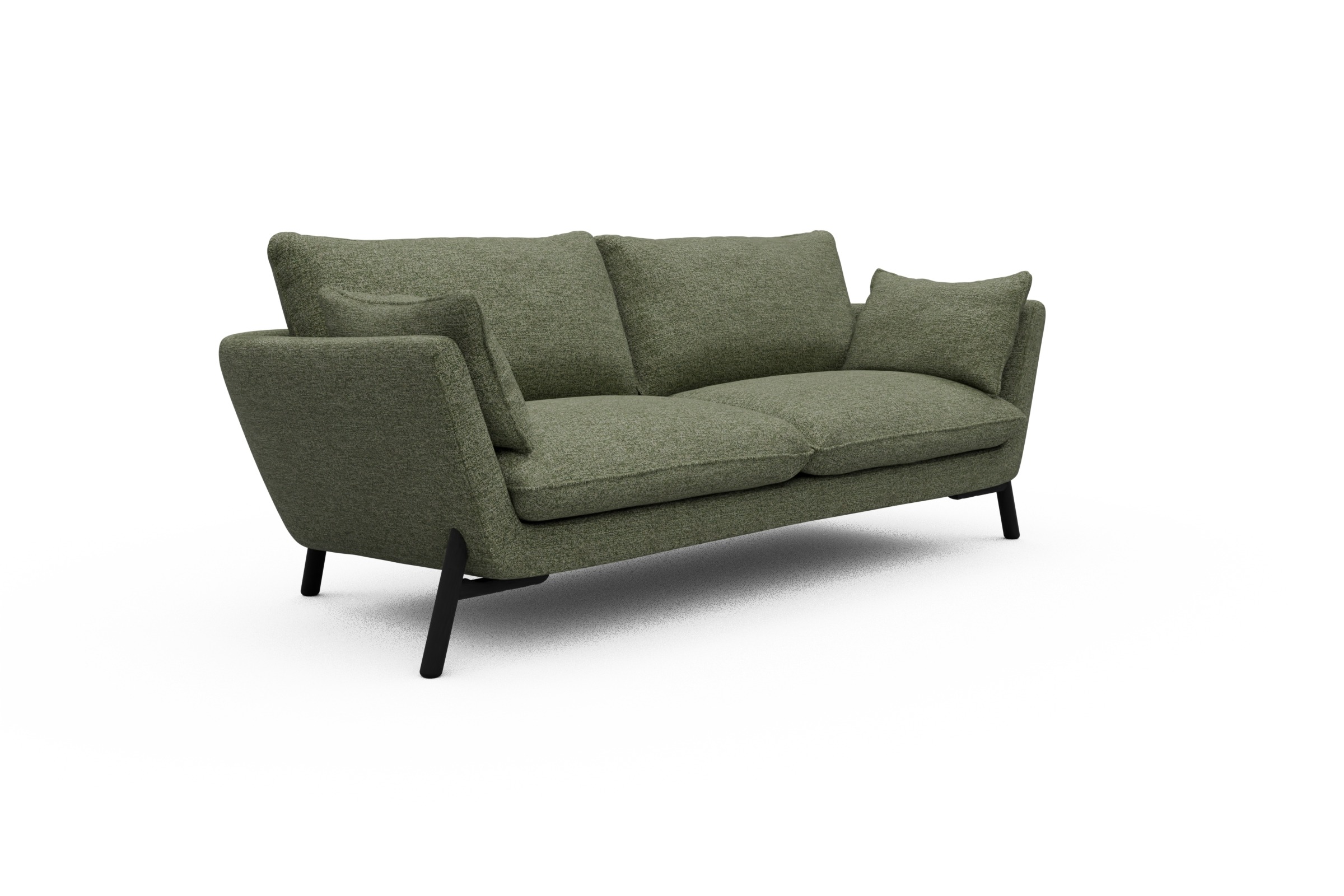 Sofa Emil 3-Sitzer Beinfarbe Eiche Schwarz Carreno-Vivid-Green