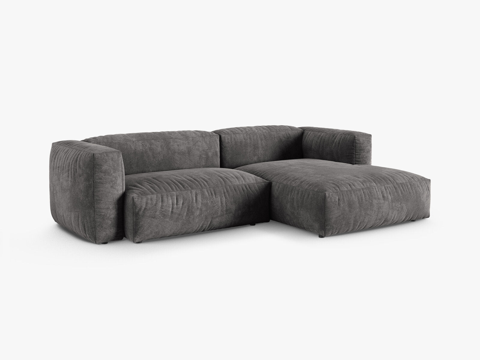 Micadoni Ecksofa Martina 2-Sitzer 90cm Sitztiefe Rechts Samt Vogue Grau