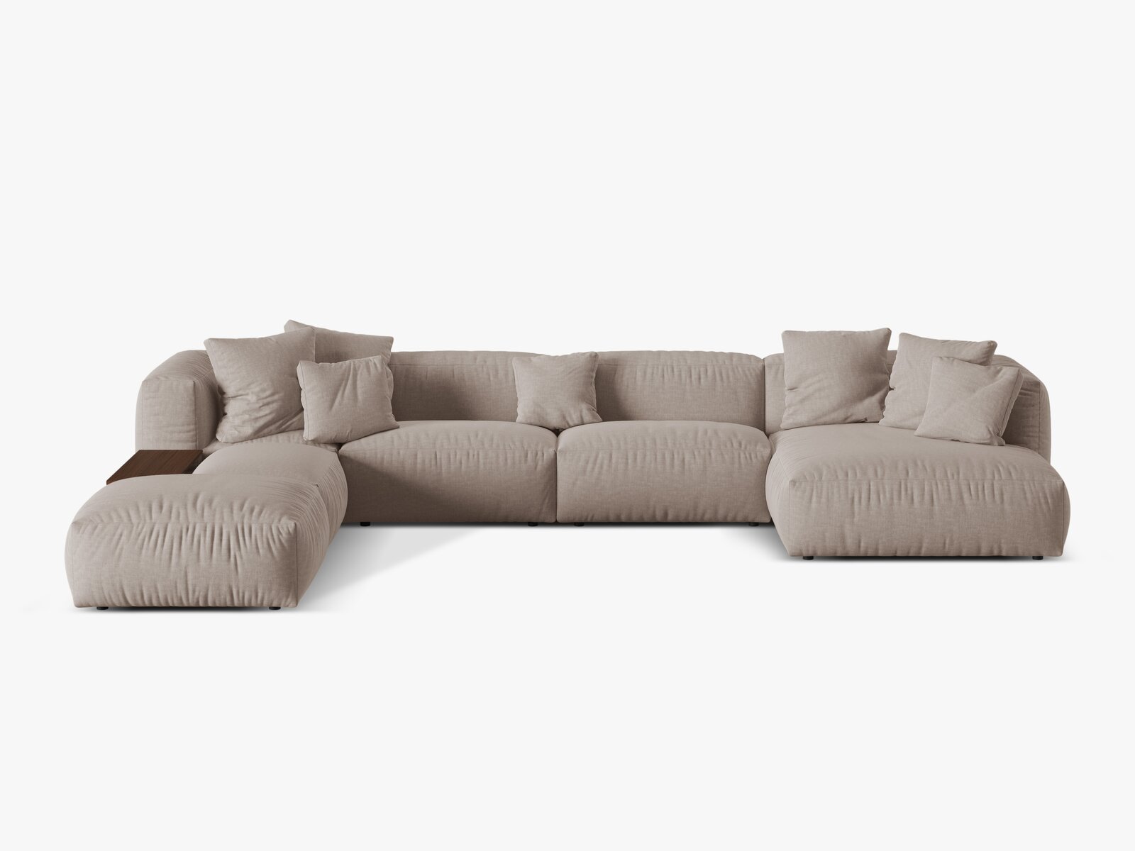 Micadoni Panorama-Ecksofa Martina 5-Sitzer Links Strukturierter Stoff Dunkelbeige