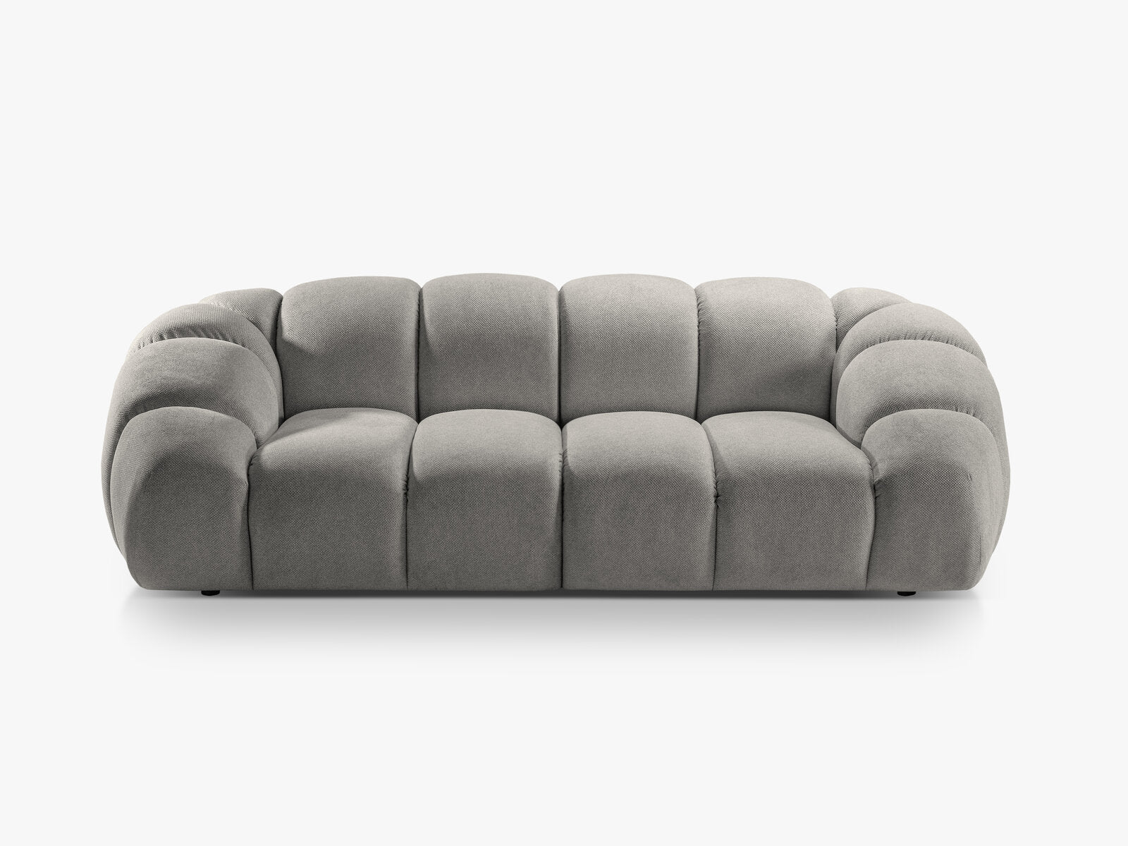 Micadoni Sofa Diana 3-Sitzer Strukturierter Samt Bubble Hellgrau