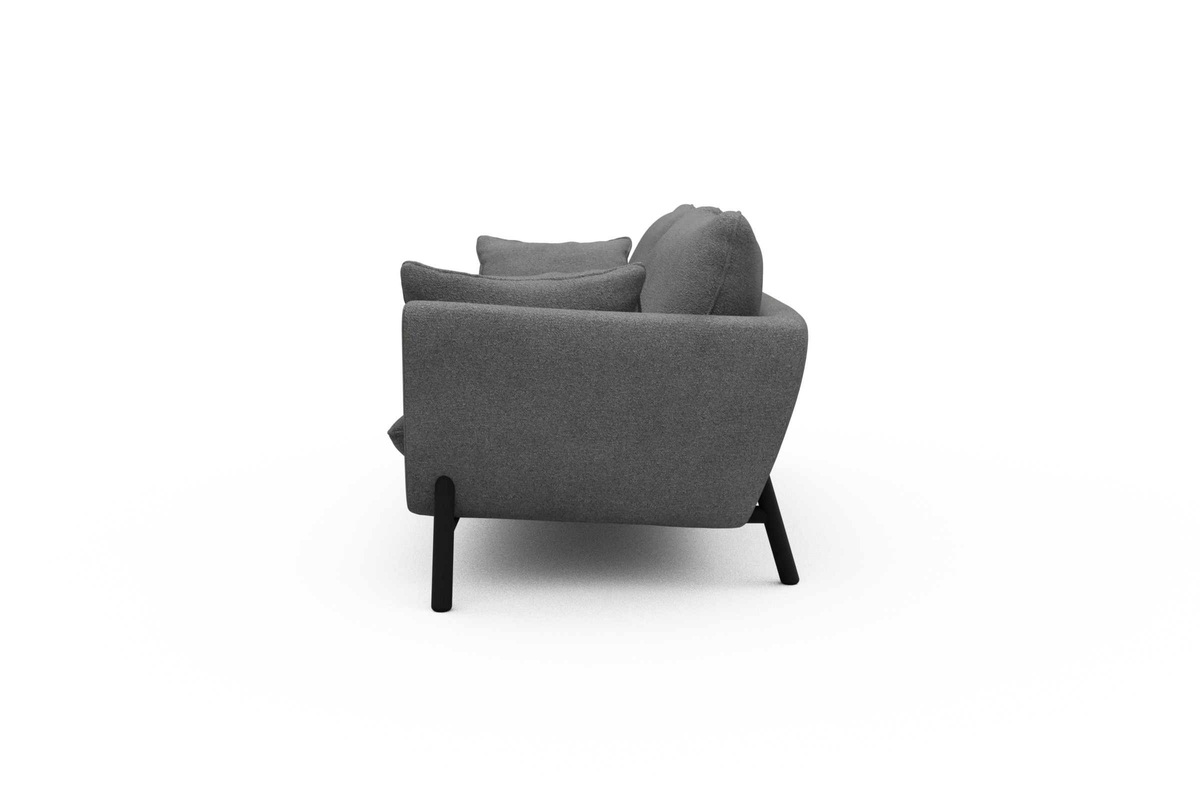 Sofa Emil 3-Sitzer Beinfarbe Eiche Schwarz Boucle-Ash-Grey