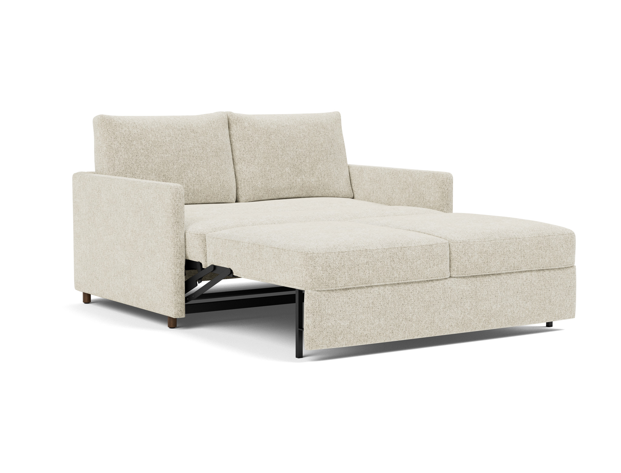Schlafsofa Neah mit Slim-Armlehnen 140 Strukturierter Stoff Taura 357-Off-White