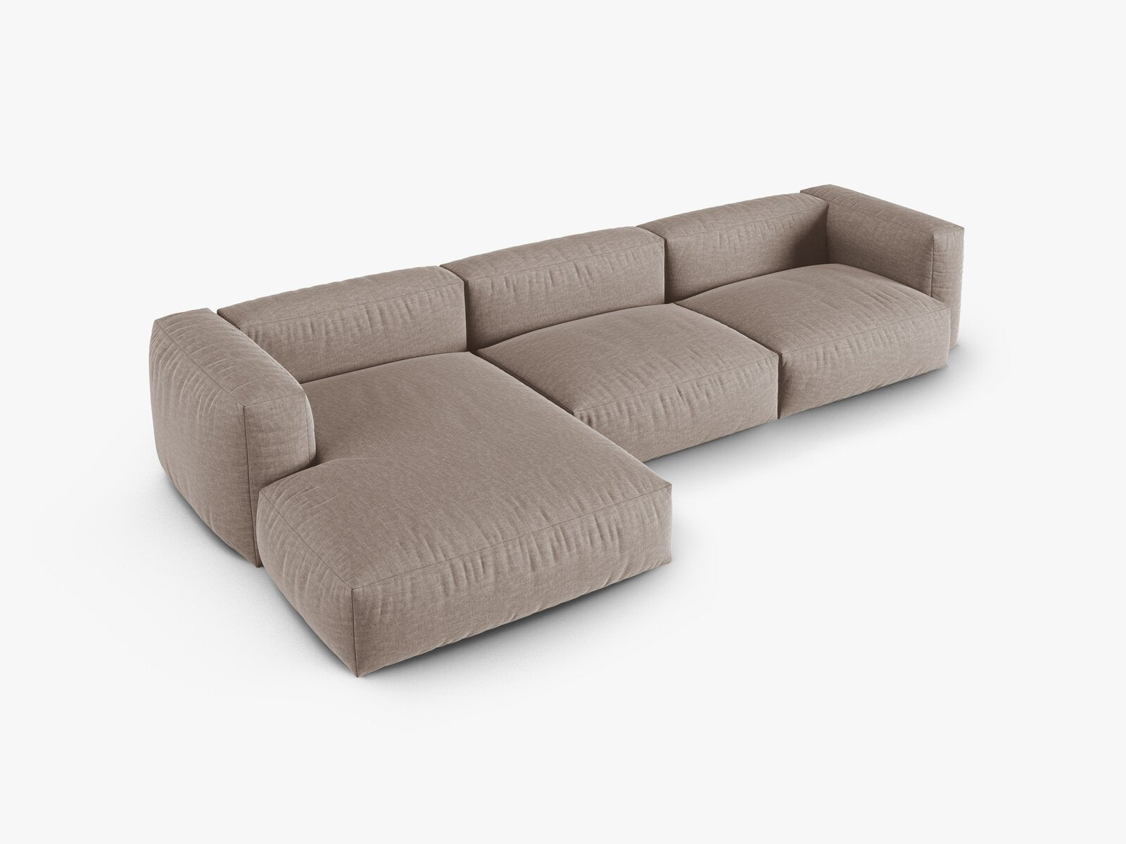Micadoni Ecksofa Martina 3-Sitzer 90cm Sitztiefe Links Strukturierter Stoff Boston Dunkelbeige