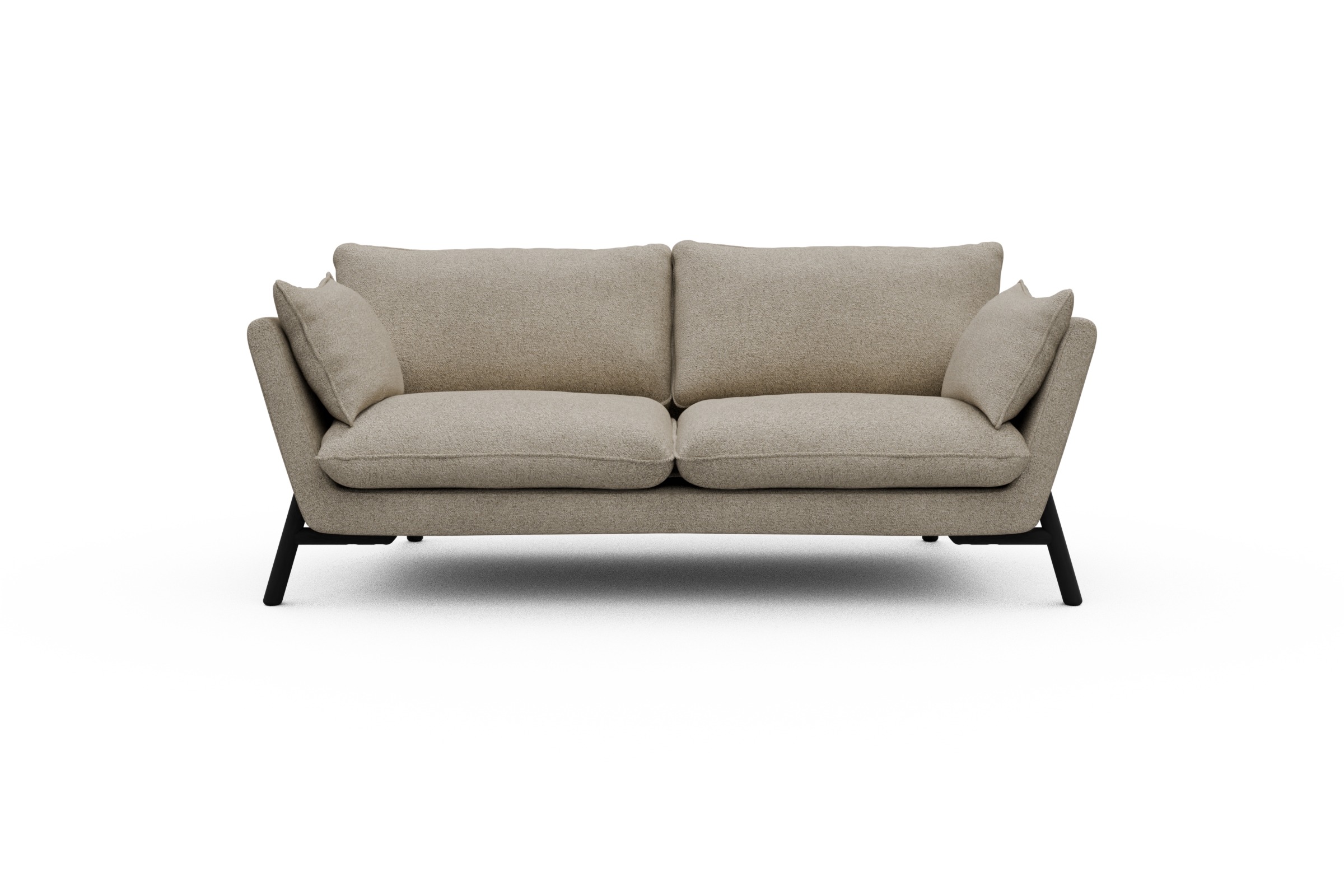 Skandi Home Sofa Emil 2-Sitzer Beinfarbe Eiche Schwarz Boucle-Beige moebelfaktor